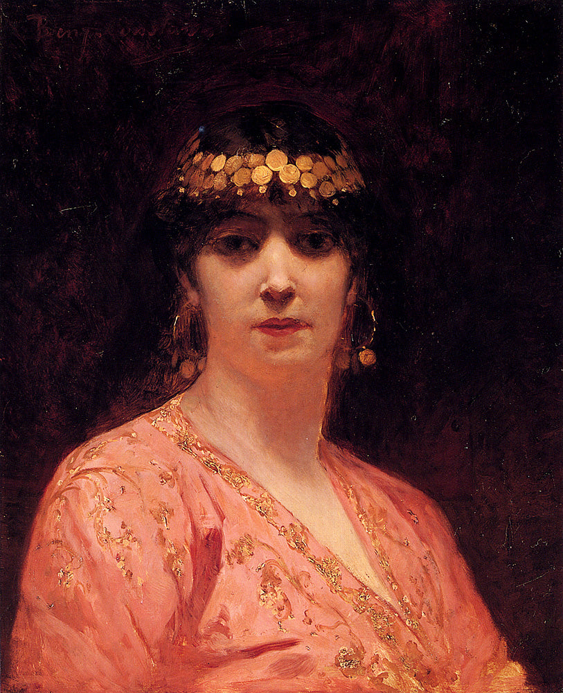 Portrait d'une femme arabe - Jean-Joseph Benjamin-Constant image 1 copie de tableau peinte à la main