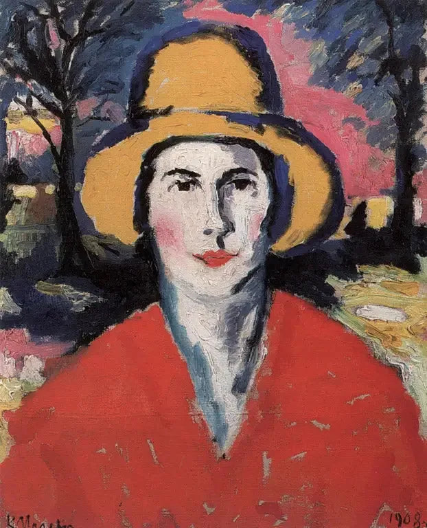 Portrait d'une femme au chapeau jaune - Kazimir Malevich image 1 reproduction de peinture à l’huile