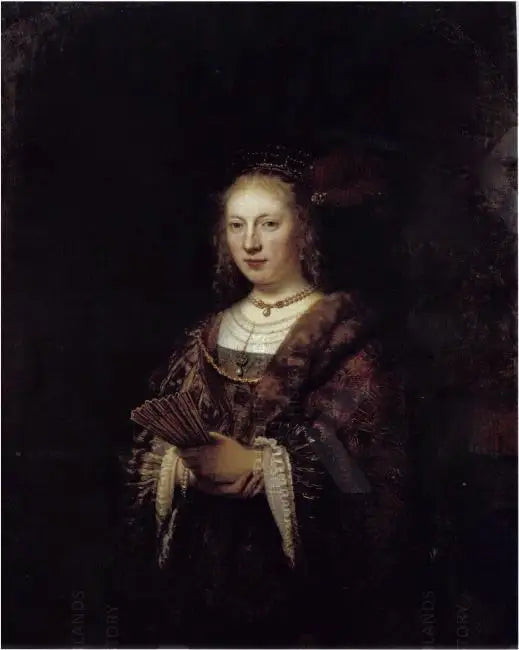 بورتريه لامرأة مع مروحة - رمبرانت