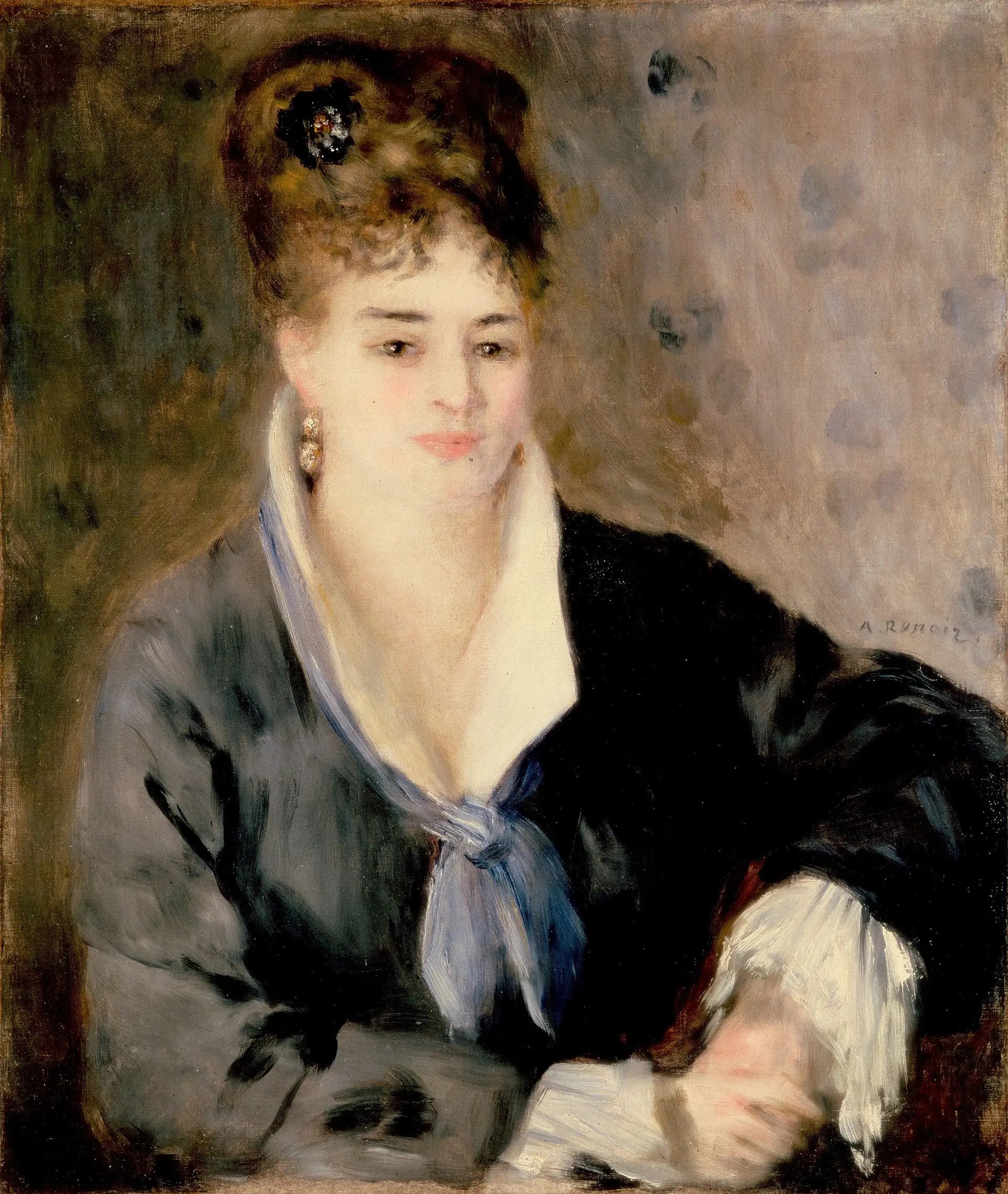 Portrait de femme en noir - Pierre-Auguste Renoir image 1 copie de tableau peinte à la main