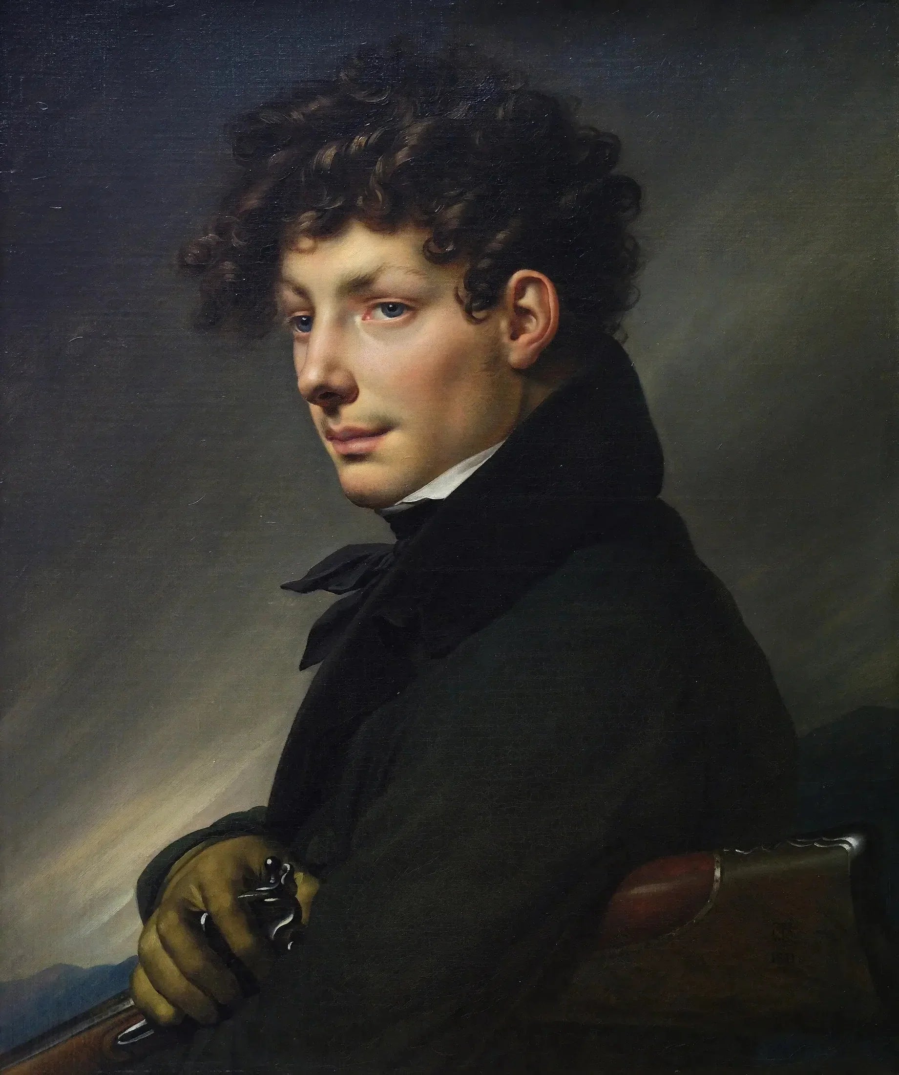 Portrait de jeune homme en chasseur - Anne-Louis Girodet image 1 reproduction d’œuvre d’art à l’huile