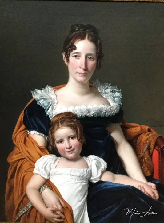 Portrait de la Comtesse Vilain XIIII et de sa fille - Jacques-Louis David - Reproductions de tableaux et peintures haut de gamme