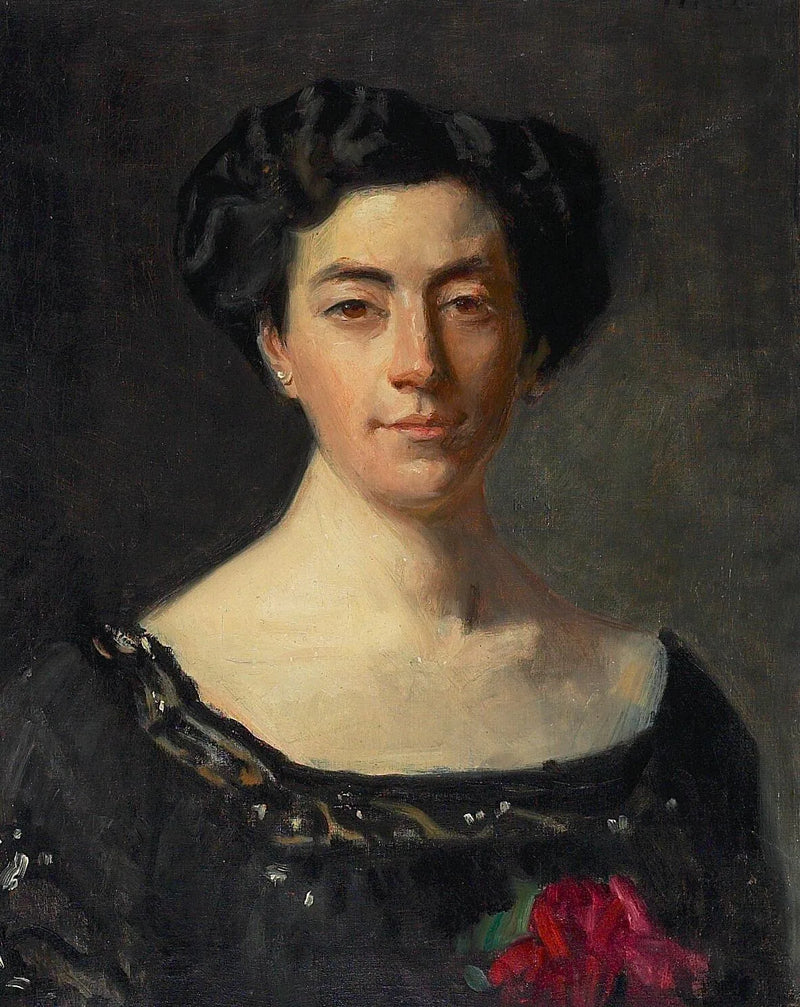 Portrait de Mlle Neergaard en robe noire. - Michael Peter Ancher