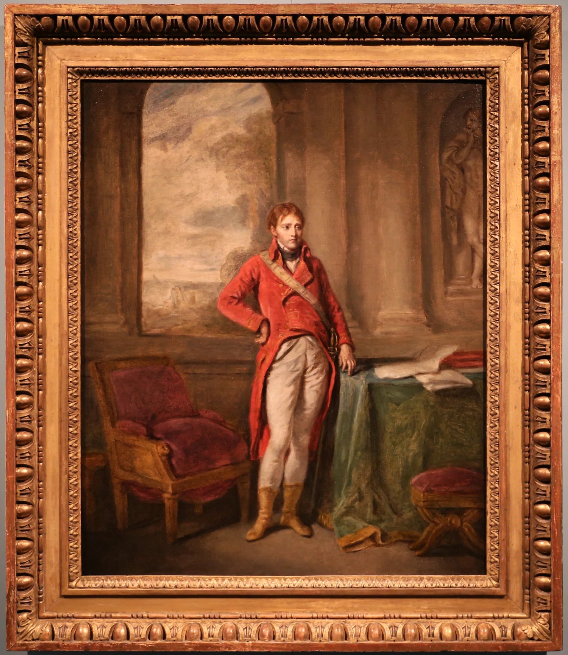 Portrait de Napoléon Bonaparte en habit de Premier Consul, avec la ville d'Anvers en décor de fond - Jean-Baptiste Greuze image 1 reproduction de peinture à l’huile