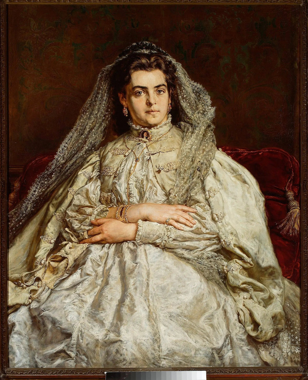 Portrait de Teodora Matejko née Giebułtowska en robe de mariée. - Jan Matejko image 1 reproduction réalisée par Alpha Reproduction