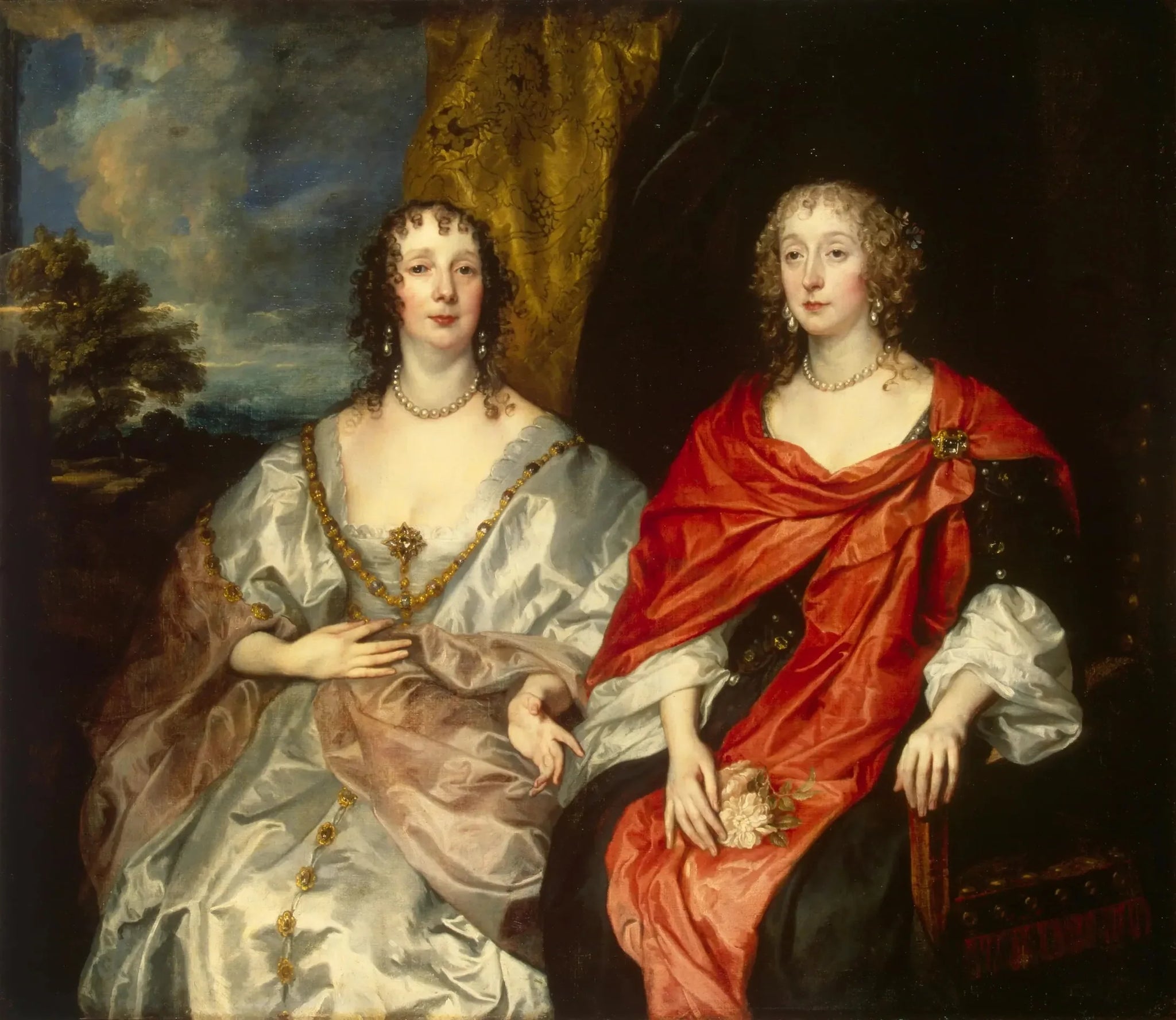 Portrait des dames d'honneur de la reine Henriette-Marie - Antoine van Dyck image 1 reproduction de peinture à l’huile