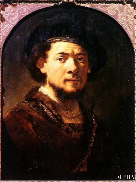 Portrait d'un homme avec une chaîne en or ou, Autoportrait avec barbe - Rembrandt van Rijn - Reproductions de tableaux et peintures haut de gamme