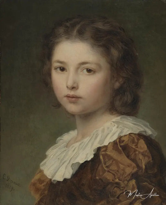 Portrait d'une jeune fille de Ludwig Knaus - Reproductions de tableaux et peintures haut de gamme