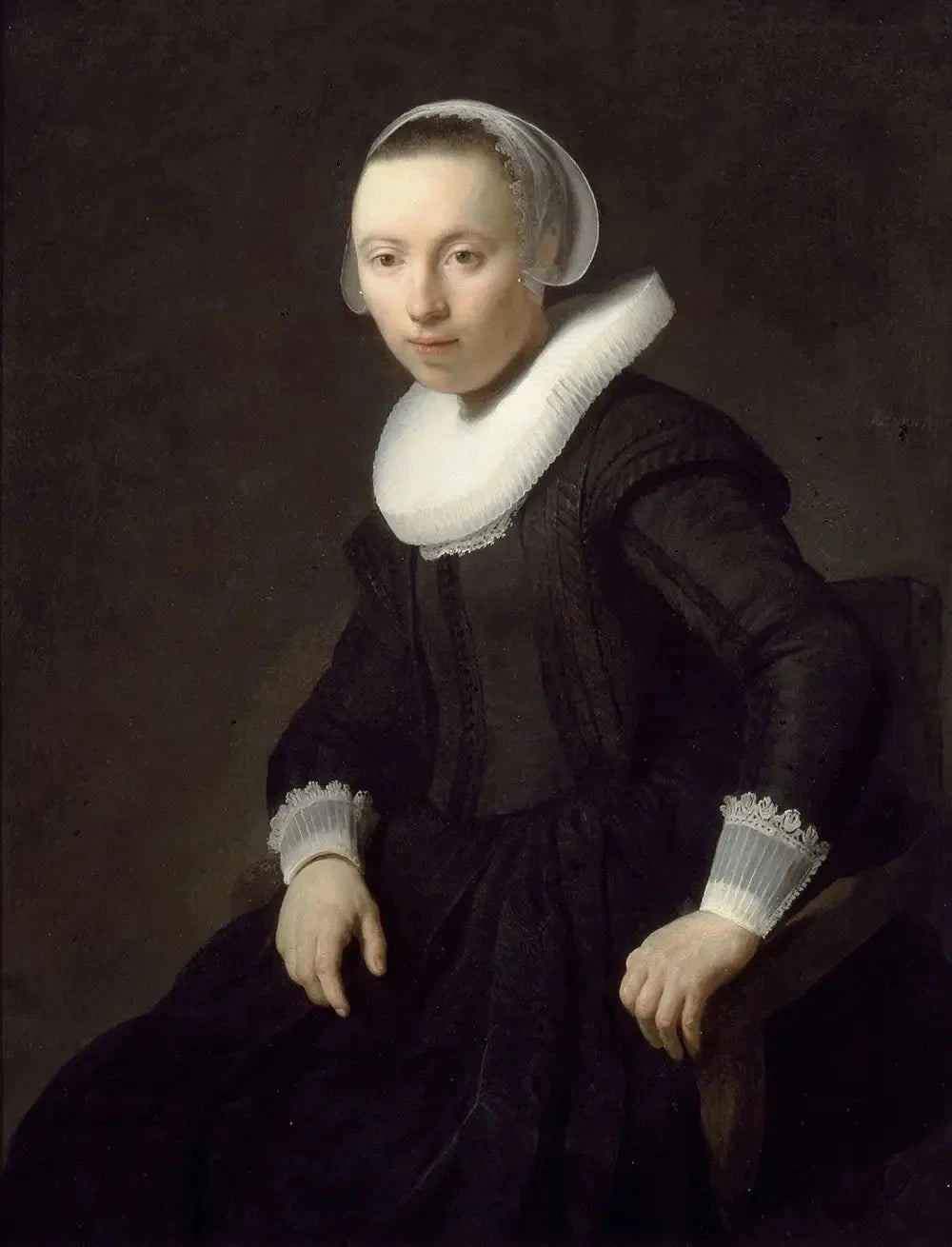 Portrait d’une femme assise — Rembrandt, 1632, Académie des beaux-arts de Vienne