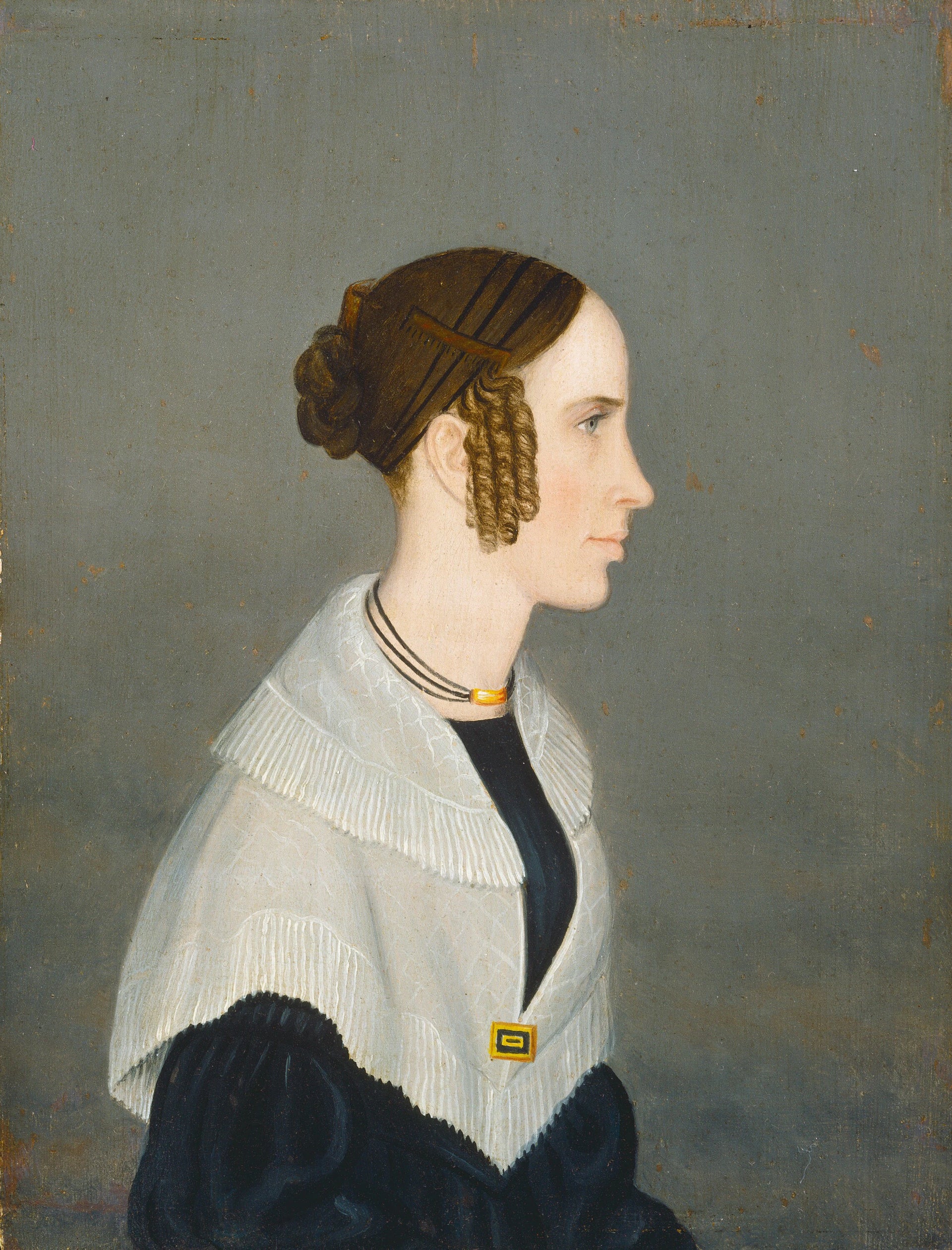 Portrait de profil d'une dame - American 19th Century