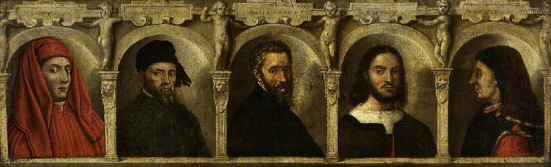 Portraits de cinq artistes Giotto Donatello Michel-Ange Raphaël et Brunelleschi - Francesco Salviati - Alpha