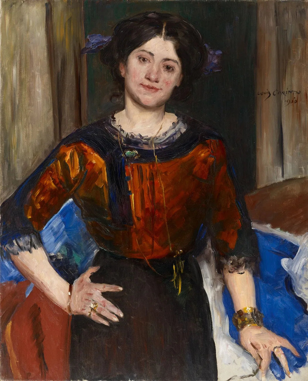 Porträt Charlotte Corinth in brauner Bluse - Lovis Corinth image 1 copie de tableau peinte à la main