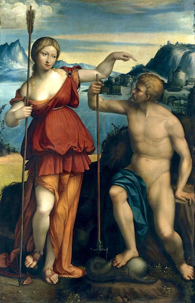 Poséidon et Athéna se disputent le contrôle d'Athènes. - Benvenuto Tisi image 1 copie peinte à la main à l’huile