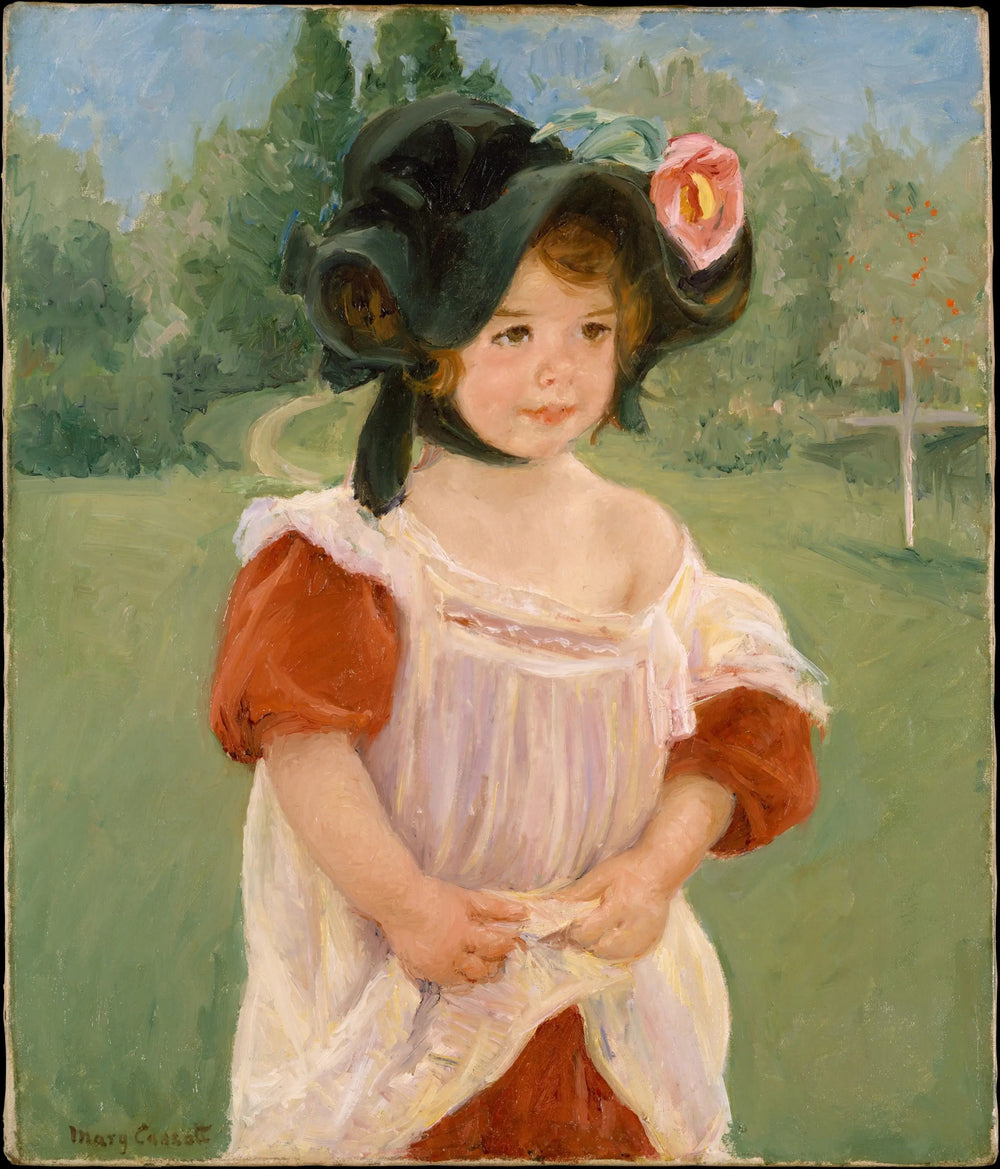 Printemps : Margot debout dans un jardin (Fillette dans un jardin) - Mary Cassatt image 1 reproduction artisanale de tableau