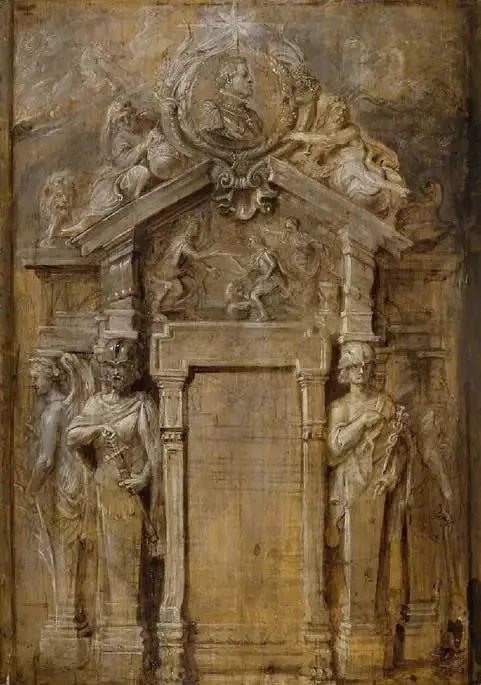 Projet pour la page de titre de la Pompa Introitus...Ferdinandi - Peter Paul Rubens image 1 reproduction réalisée par Alpha Reproduction