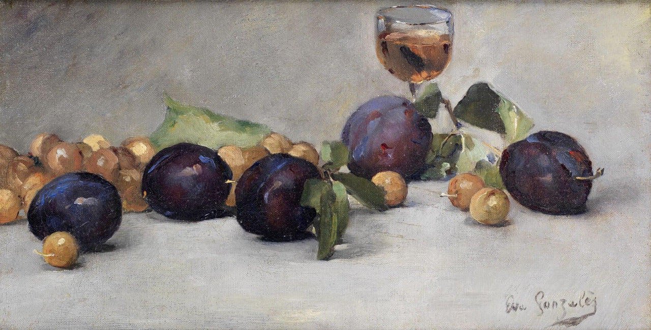 Pruneaux, raisins secs et verre d'eau - Eva Gonzalès image 1 reproduction réalisée par Alpha Reproduction