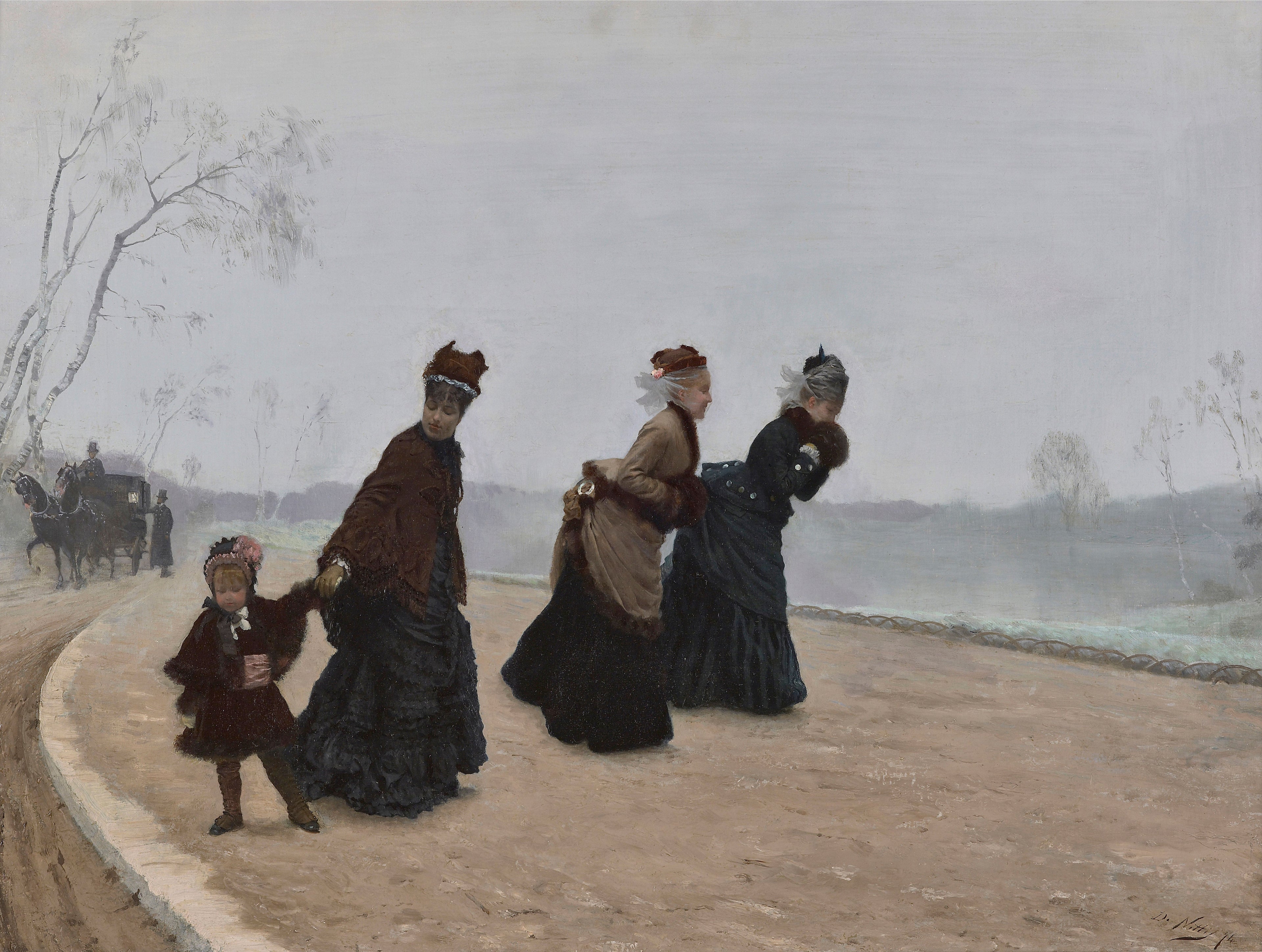 Quel froid ! - Giuseppe De Nittis image 1 copie peinte à la main à l’huile
