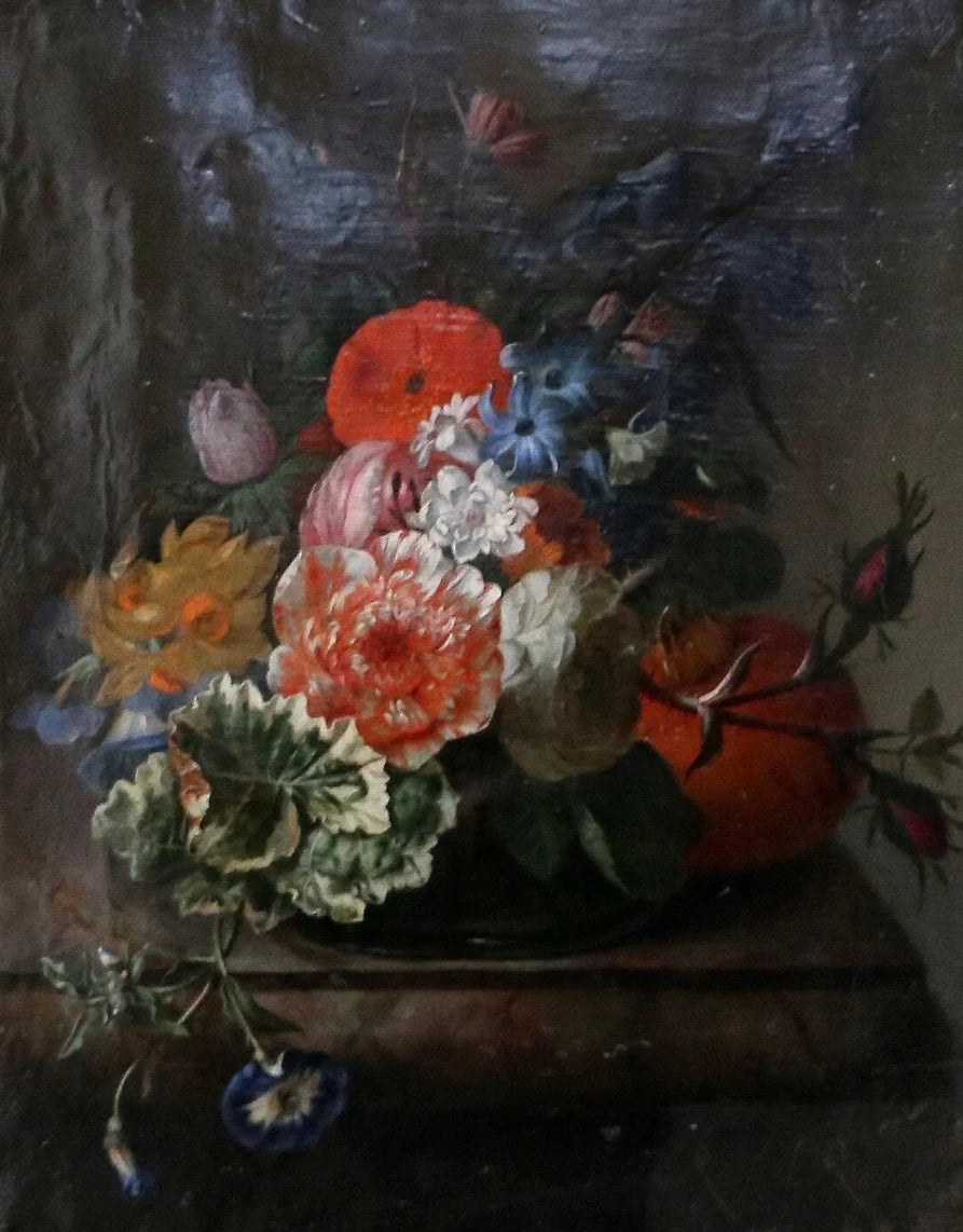 Roses et tulipes sur une table de marbre, 1747 - Rachel Ruysch
