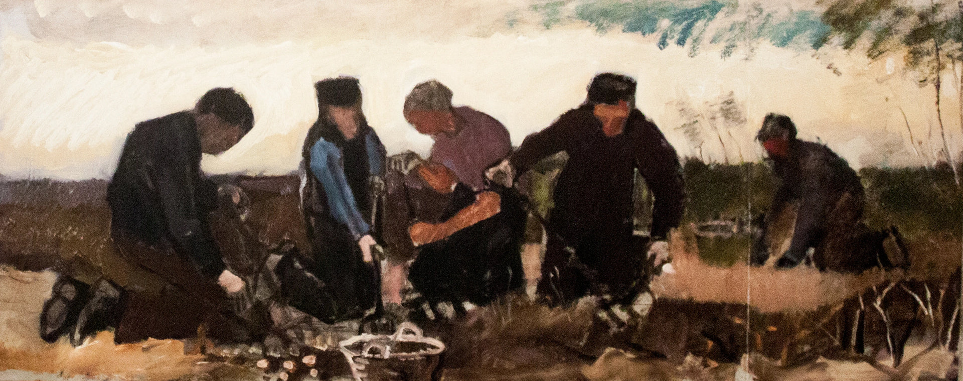 Récolte des pommes de terre, cinq figures, F9 JH385 — Vincent van Gogh
