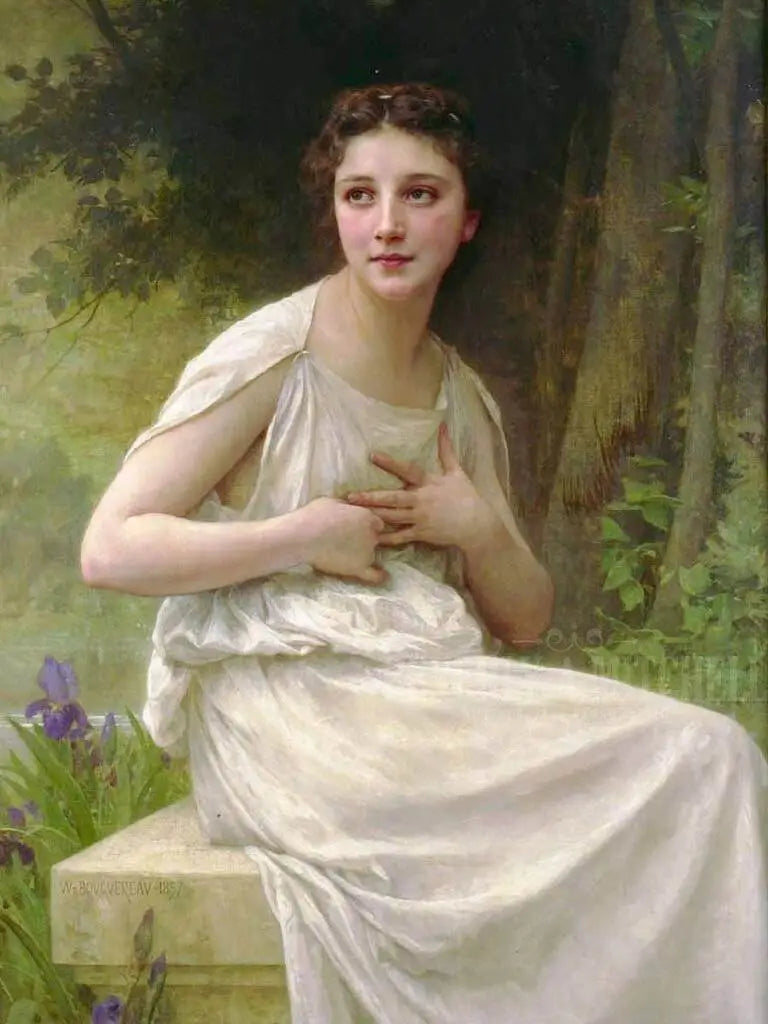 Reproduction du tableau « Réflexion - Bouguereau » par Alpha Reproduction en peinture à l’huile