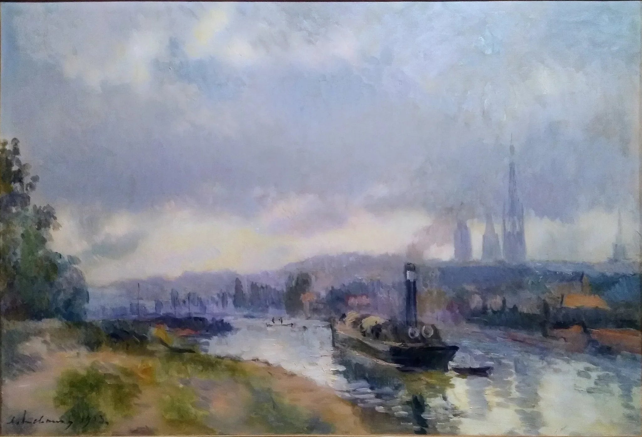 Remorqueurs à Rouen - Albert Lebourg image 1 copie de tableau peinte à la main