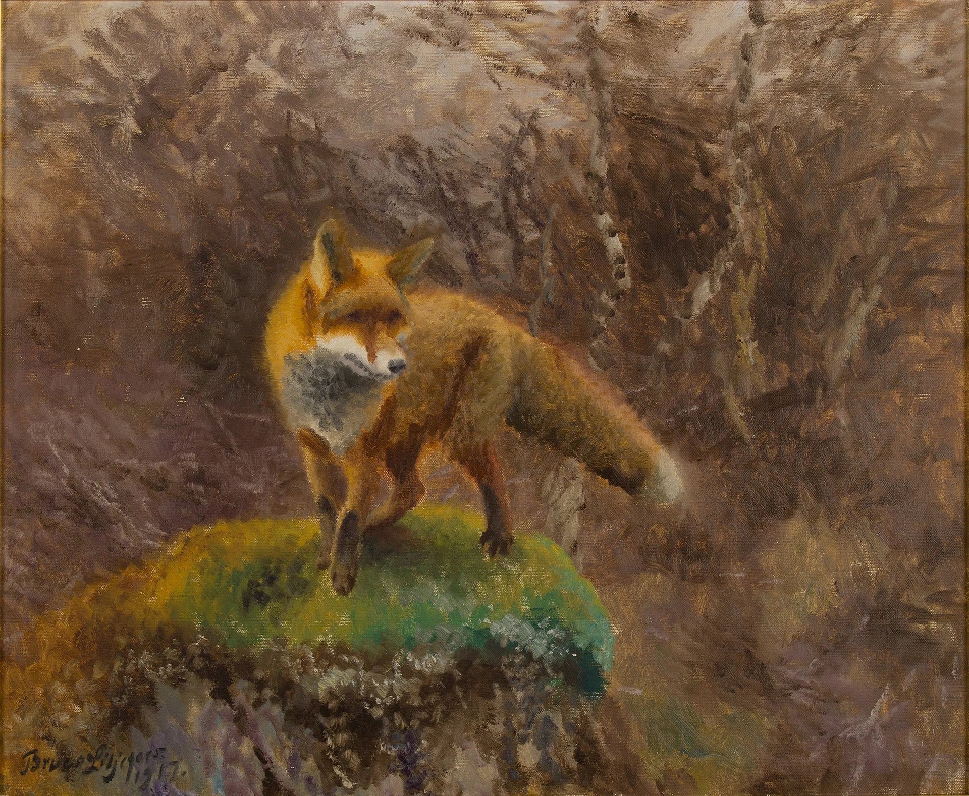 Renard dans un paysage d'automne - Bruno Liljefors image 1 reproduction artisanale de tableau