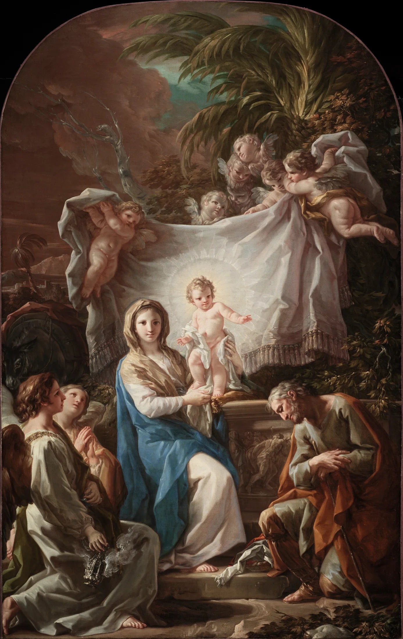 Repos pendant la fuite en Égypte - Corrado Giaquinto image 1 reproduction d’œuvre d’art à l’huile
