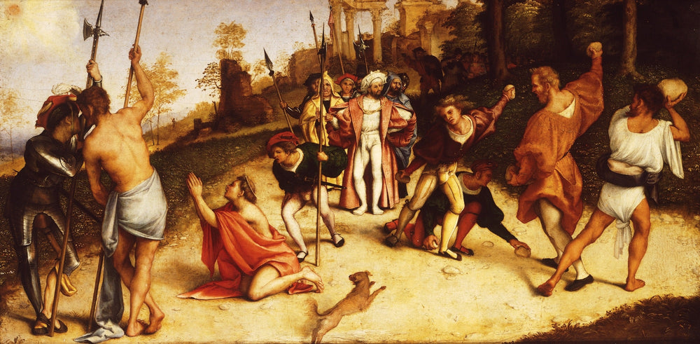 Retable du Martyre de saint Étienne, division de Martinengo - Lorenzo Lotto image 1 copie peinte à la main à l’huile