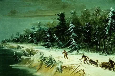 Retour au fort Frontenac en traîneau. Février 1679 - George Catlin image 1 copie peinte à la main à l’huile