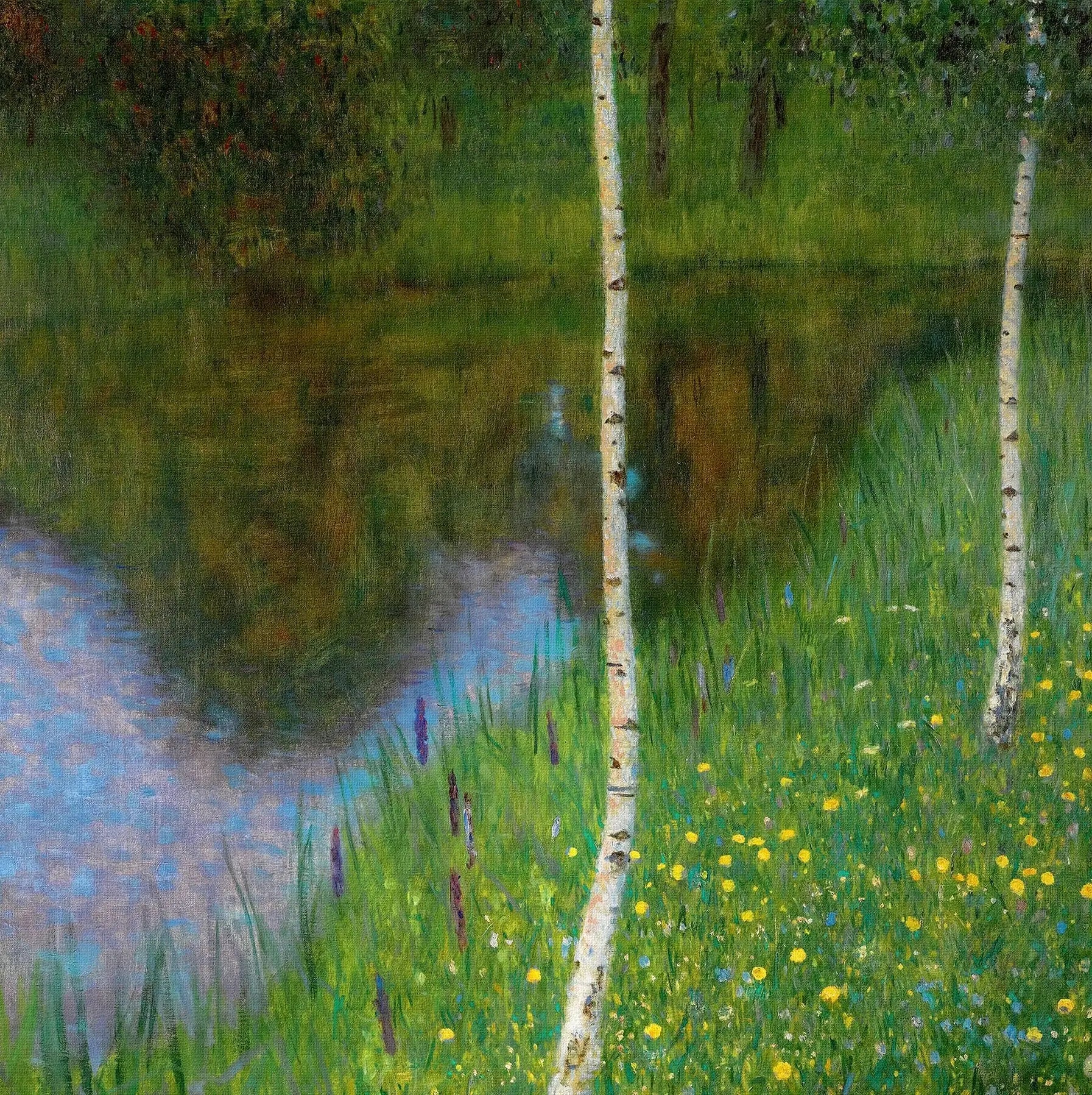 Reproduction du tableau « Rivage de lac avec bouleaux - Gustav Klimt » par Alpha Reproduction en peinture à l’huile
