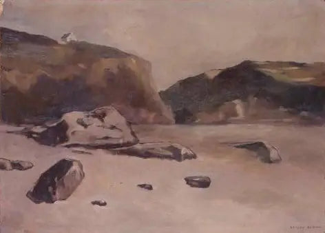 Rochers sur la plage - Odilon Redon image 1 copie de tableau peinte à la main