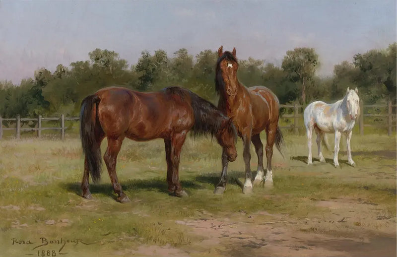 Three Horses in a Landscape - Rosa Bonheur
