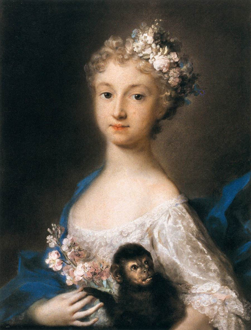 Jeune fille avec singe - Rosalba Carriera