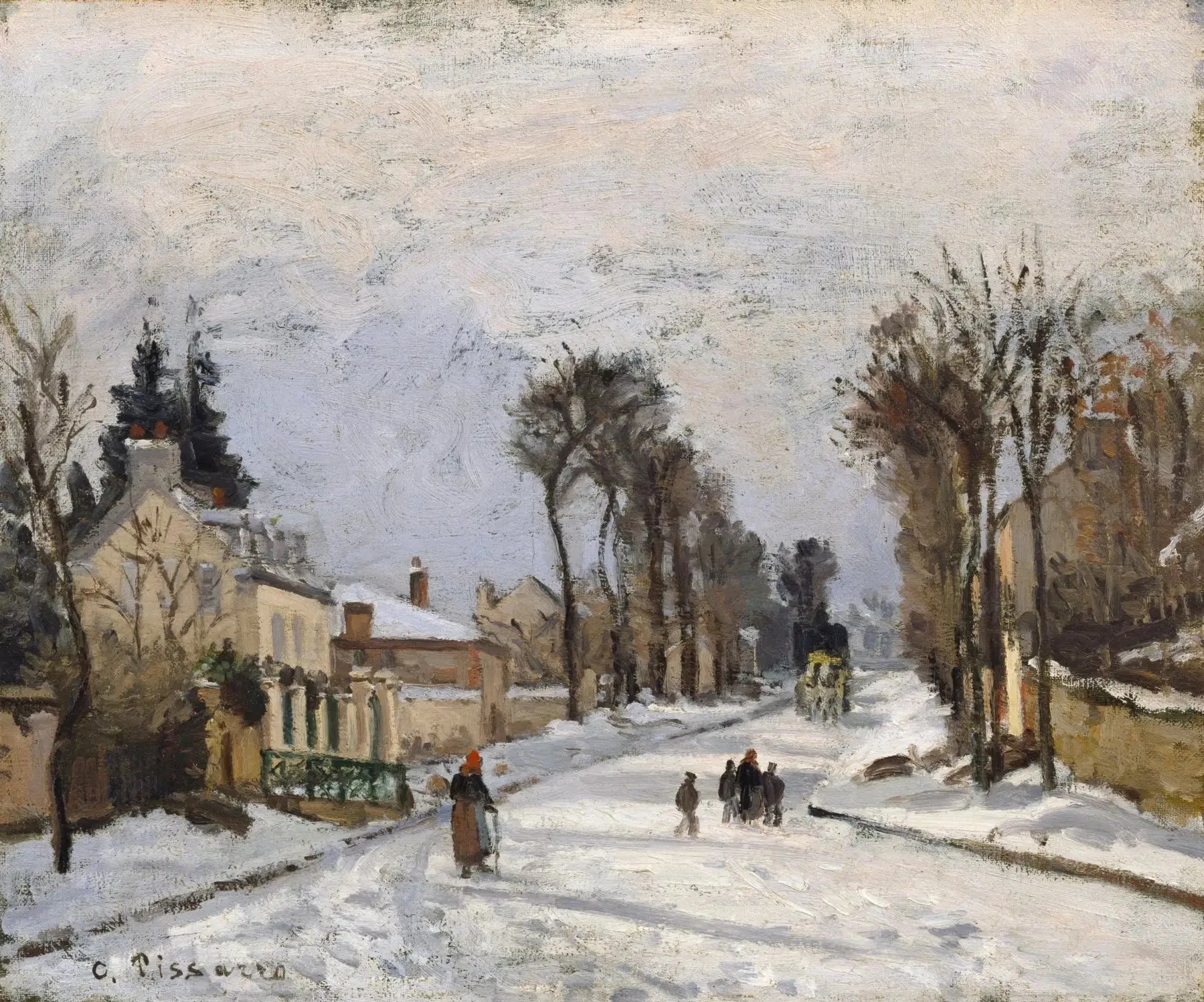 Route de Versailles à Louveciennes, effet de neige - Camille Pissarro image 1 tableau peint à l’huile sur toile