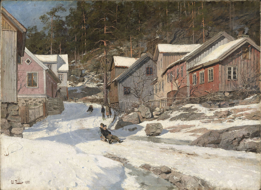Rue à Kragerø - Frits Thaulow image 1 copie de tableau peinte à la main