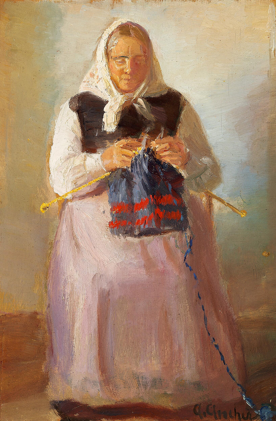 Sørine Møller tricotant, Skagen. - Anna Ancher