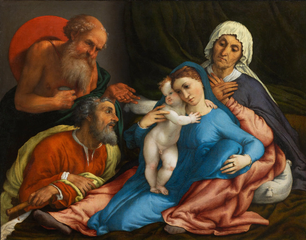 Sacra Famiglia avec les saints Girolamo et Anna - Lorenzo Lotto image 1 reproduction artisanale de tableau