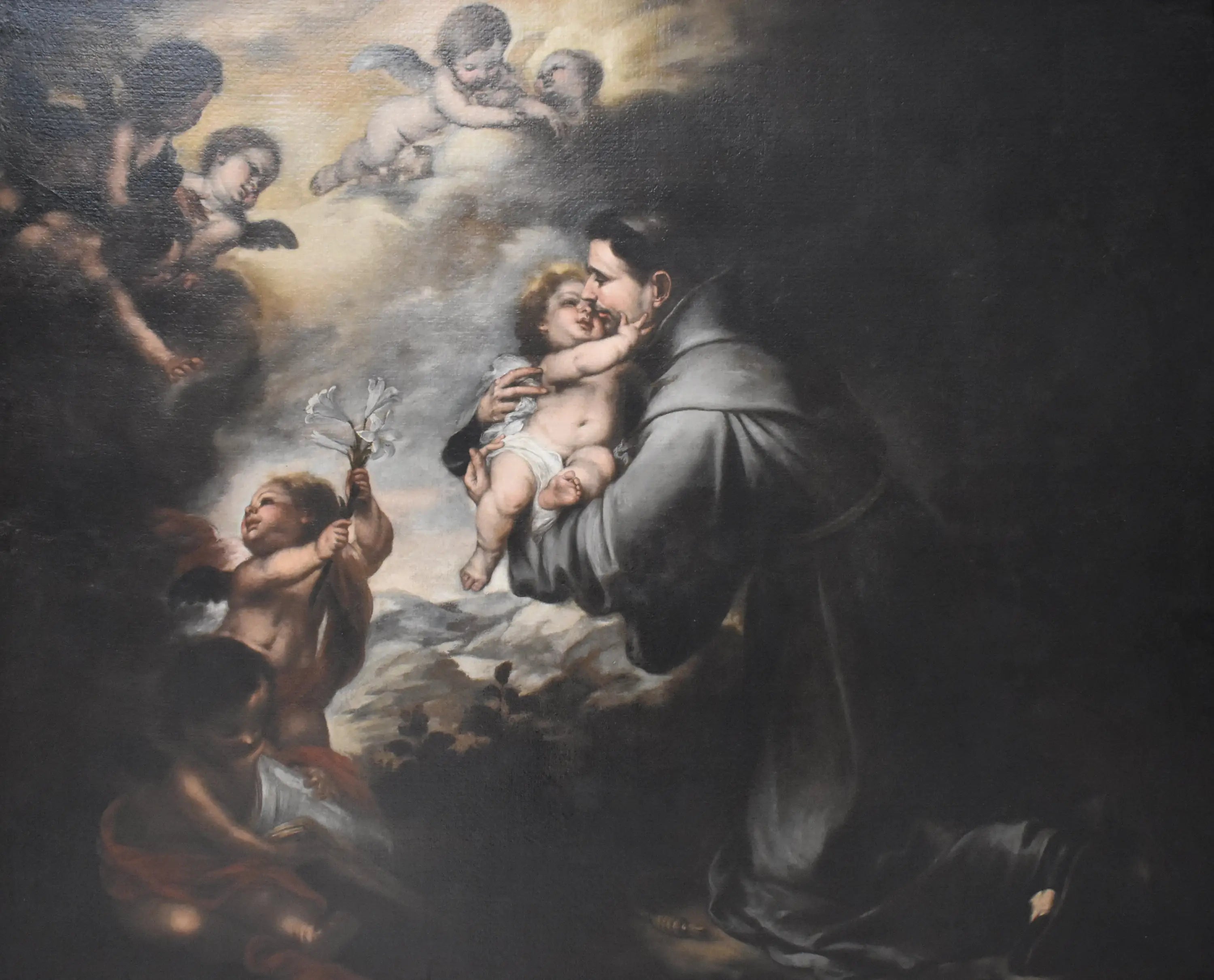 Saint Antoine de Padoue adorant l'Enfant Jésus - Bartolomé Esteban Murillo image 1 copie de tableau peinte à la main