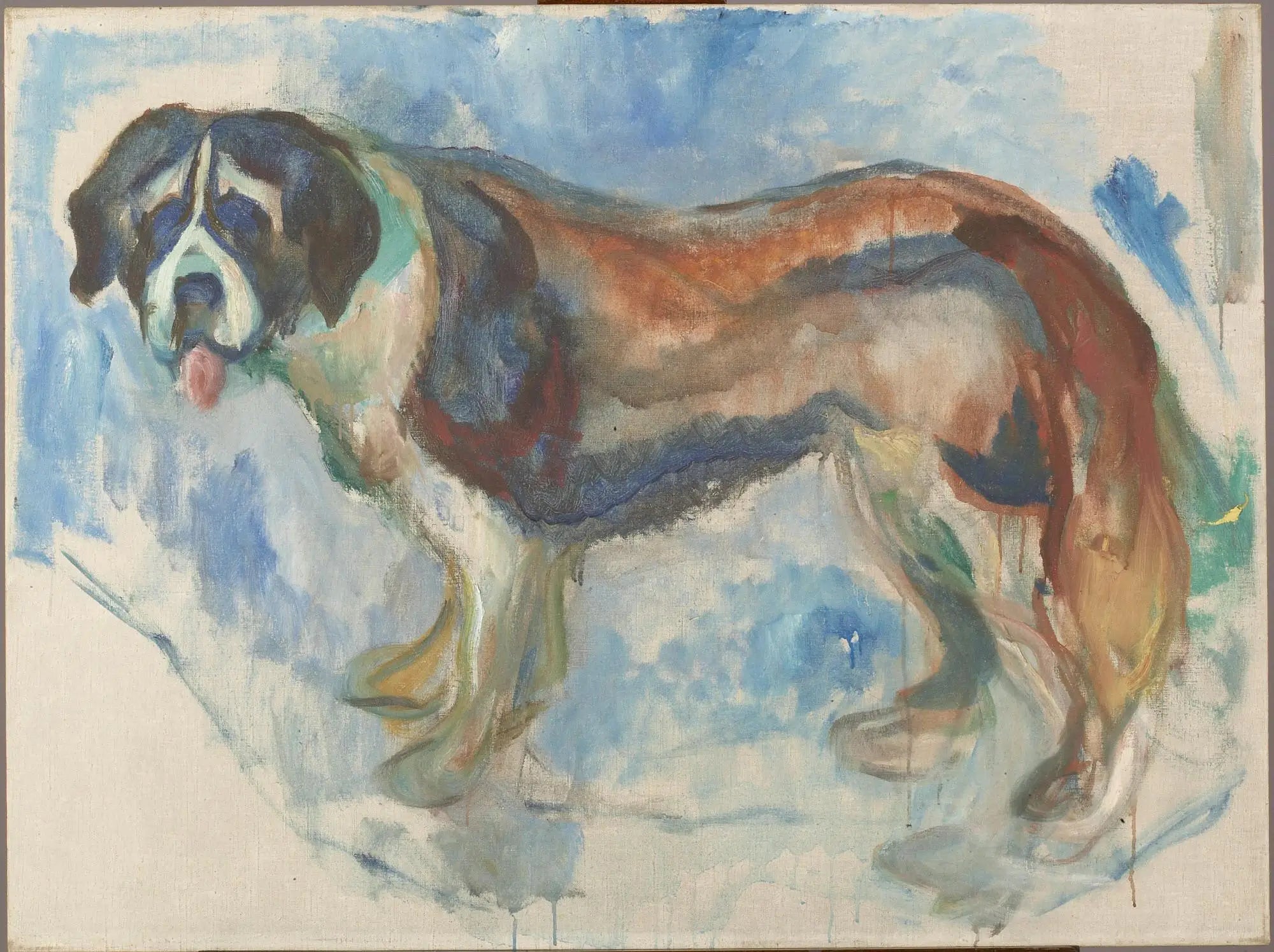 Reproduction du tableau « Saint-Bernard dans la neige - Edvard Munch » par Alpha Reproduction en peinture à l’huile