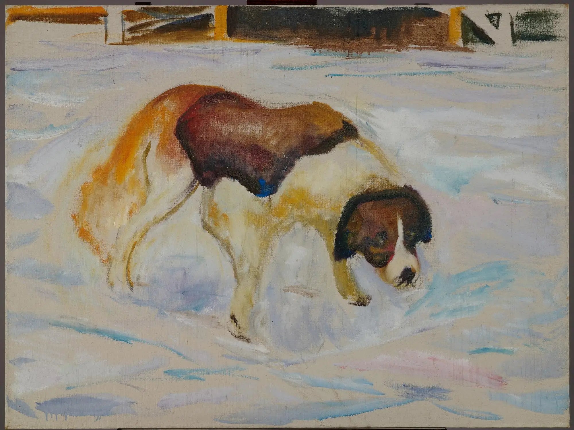 Reproduction du tableau « Saint-Bernard dans la neige - Edvard Munch » par Alpha Reproduction en peinture à l’huile