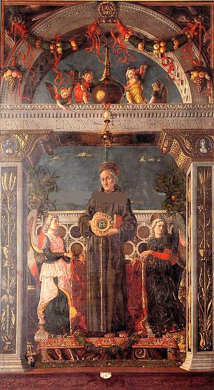 سانت برناردين دي سيينا وملاكان اثنان (مانتينا) - أندريا مانتينا