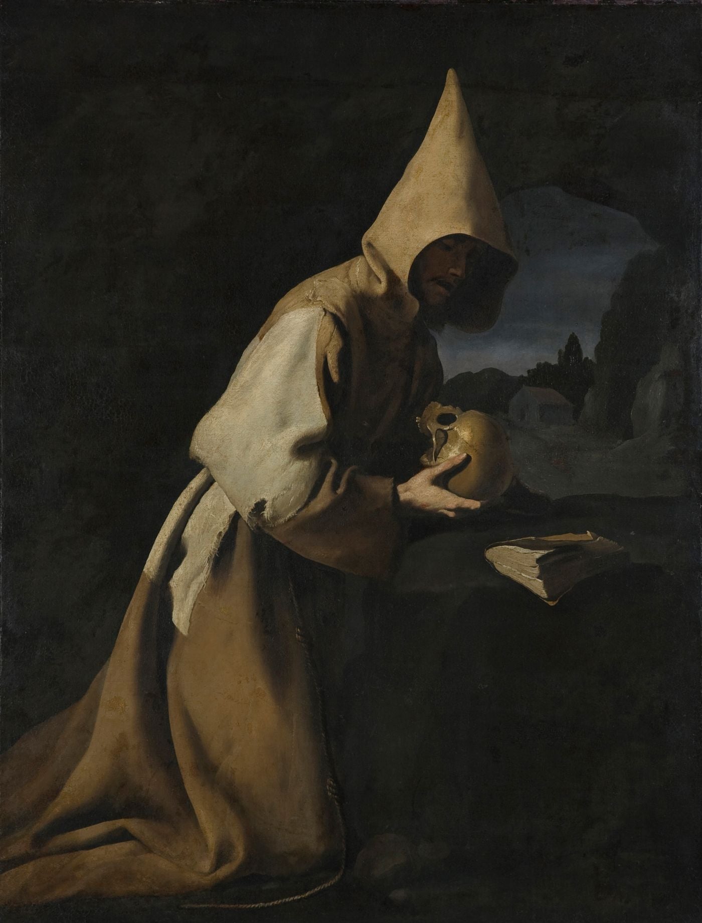 Saint François agenouillé en méditation - Francisco de Zurbarán image 1 reproduction de peinture à l’huile