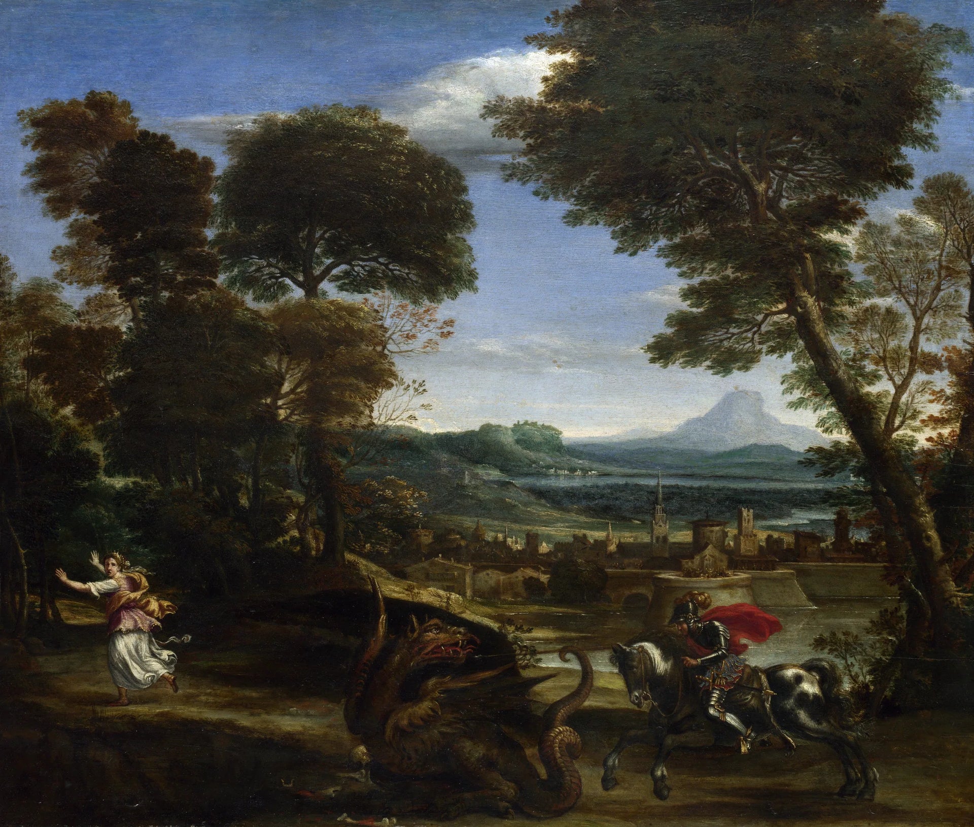 Saint Georges tuant le dragon - Domenichino image 1 reproduction artisanale de tableau