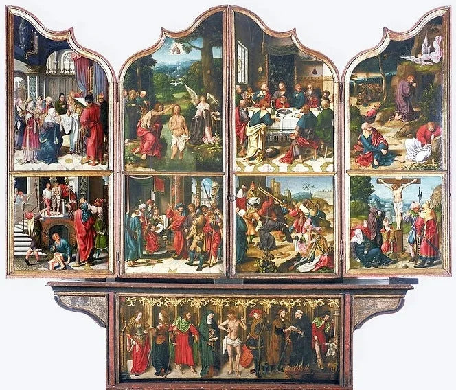 Saint-Jean-Baptiste et Saint Renaud (détail). - Joos van Cleve image 1 reproduction d’œuvre d’art à l’huile