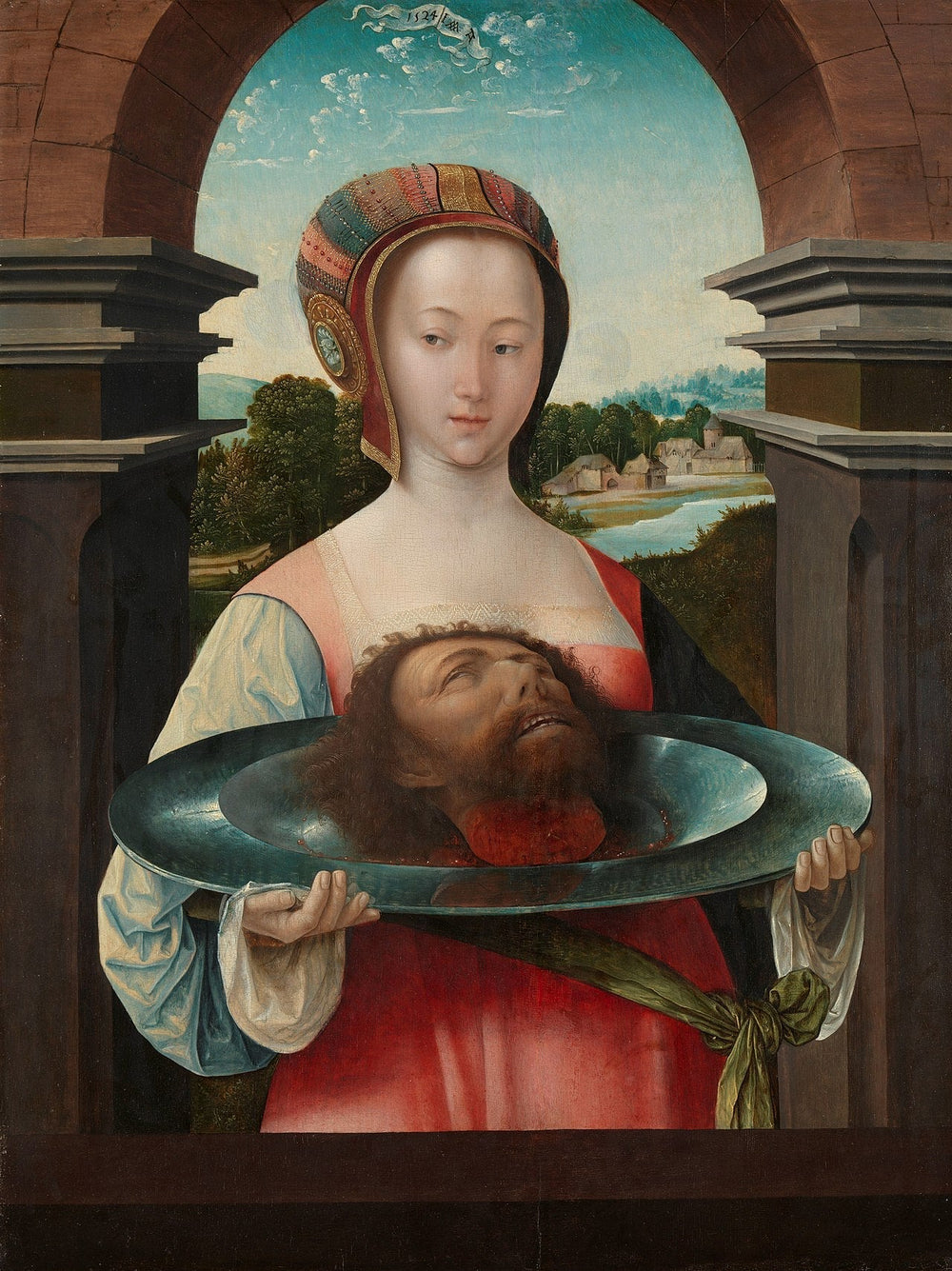 Salomé avec la tête de Jean-Baptiste - Jacob Cornelisz van Oostsanen image 1 reproduction de peinture à l’huile