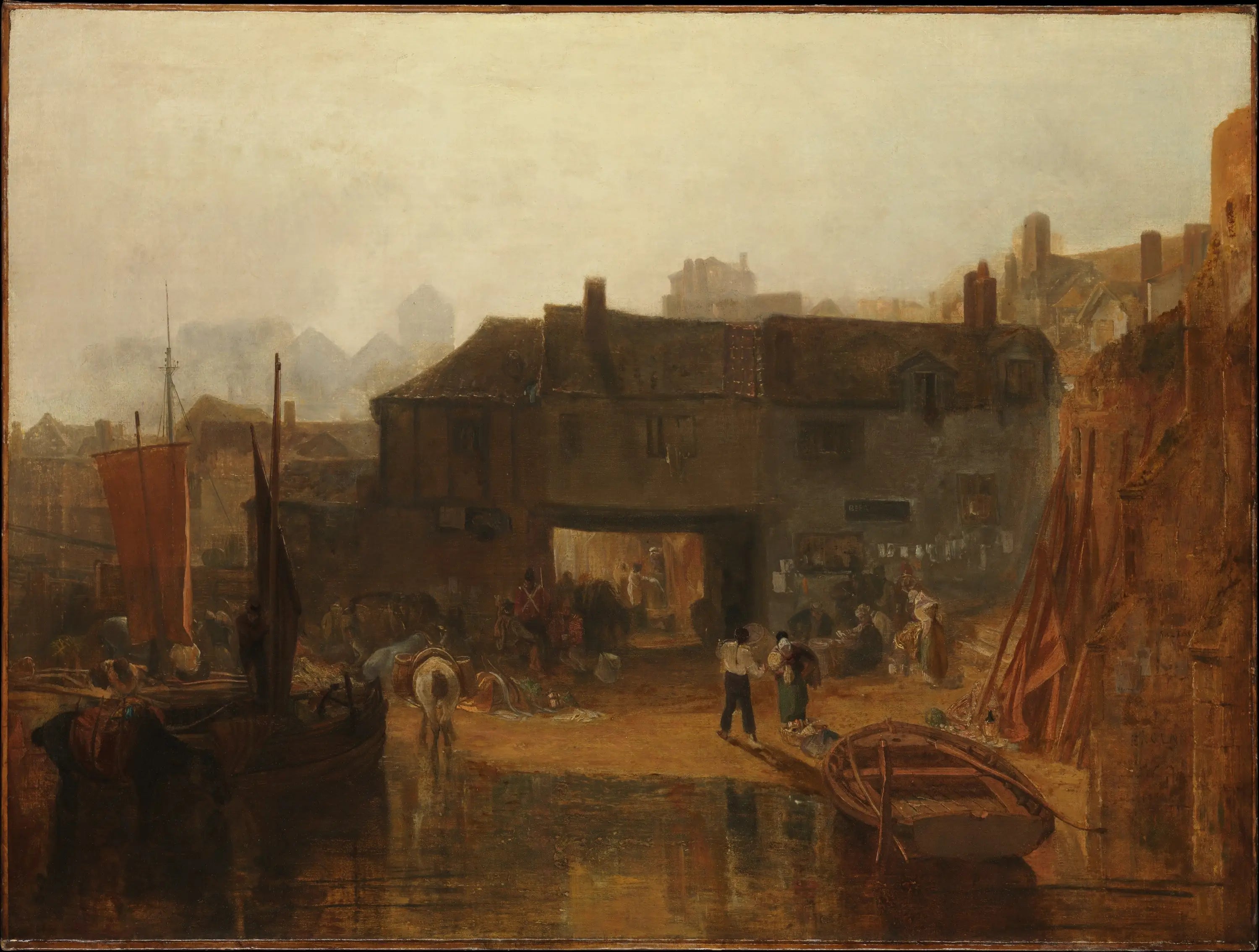 Reproduction du tableau « Saltash with the Water Ferry, Cornwall - J. M. W. Turner » par Alpha Reproduction en peinture à l’huile