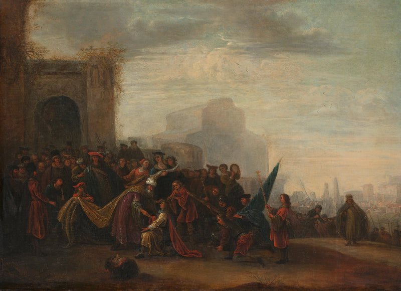 Saül salue David comme le vainqueur de Goliath - Gerrit de Wet