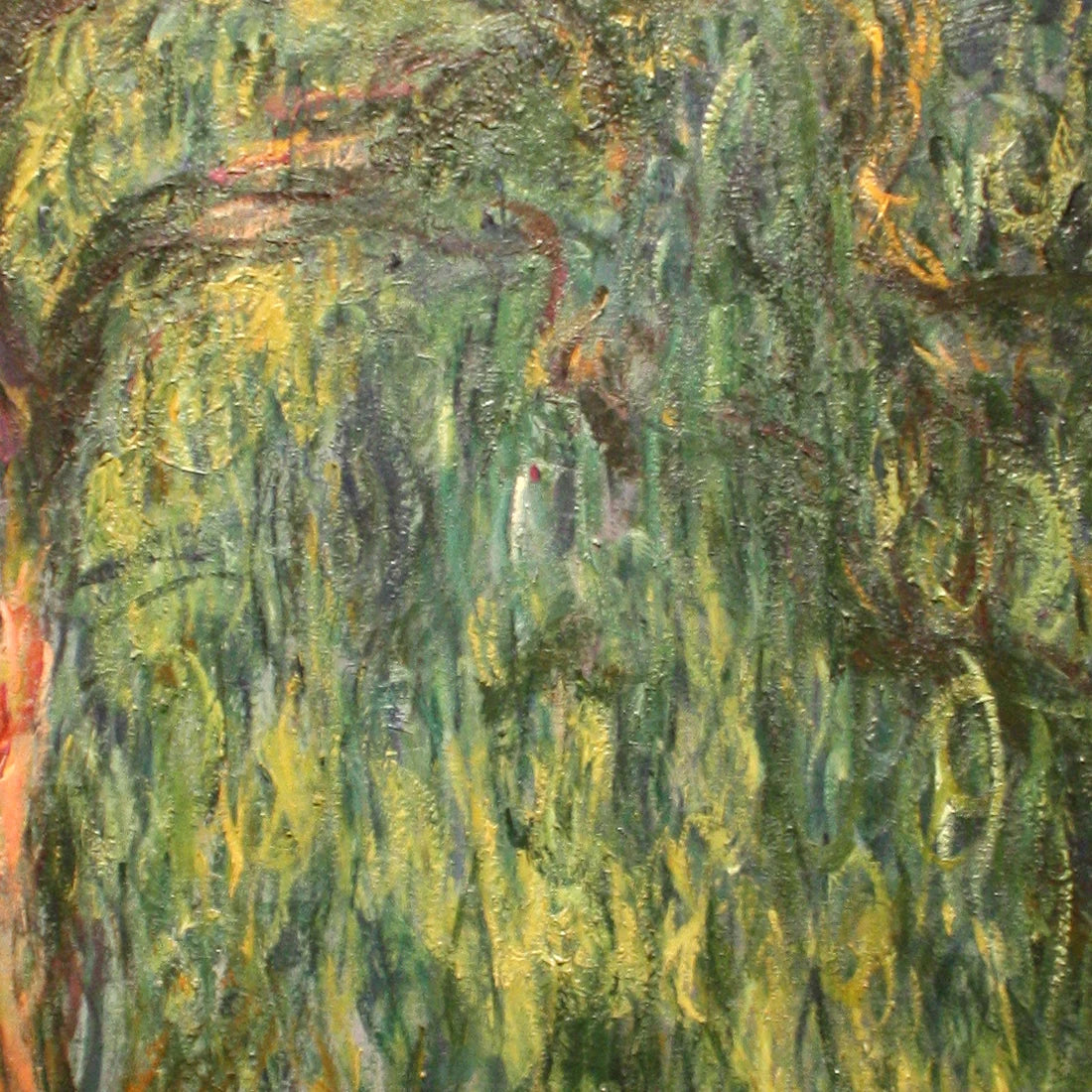Détail des branches arquées et des longues touches verticales du Saule pleureur W1869