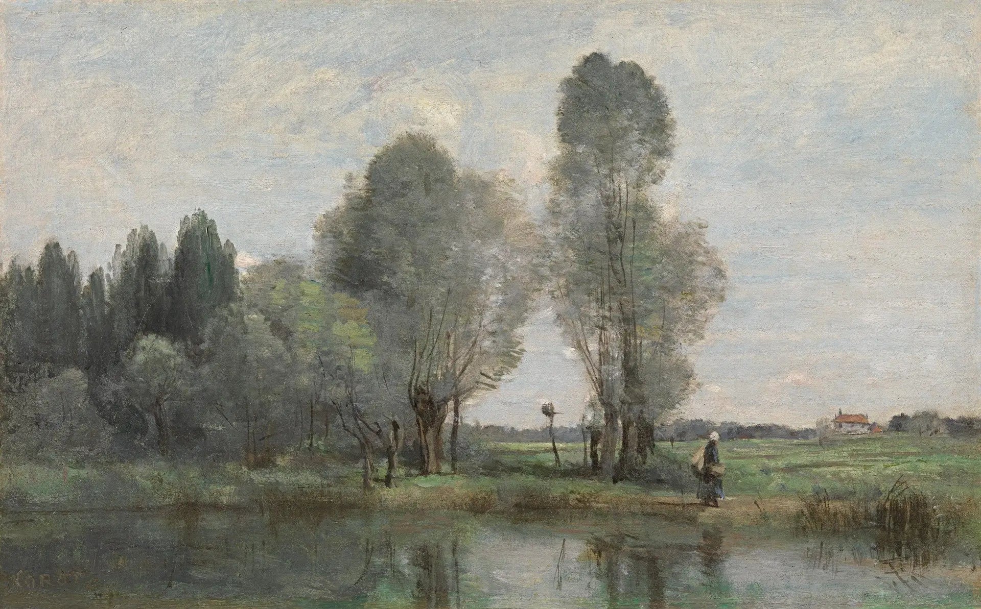Saules près d'un ruisseau. Limousin - Jean-Baptiste Camille Corot image 1 copie peinte à la main à l’huile