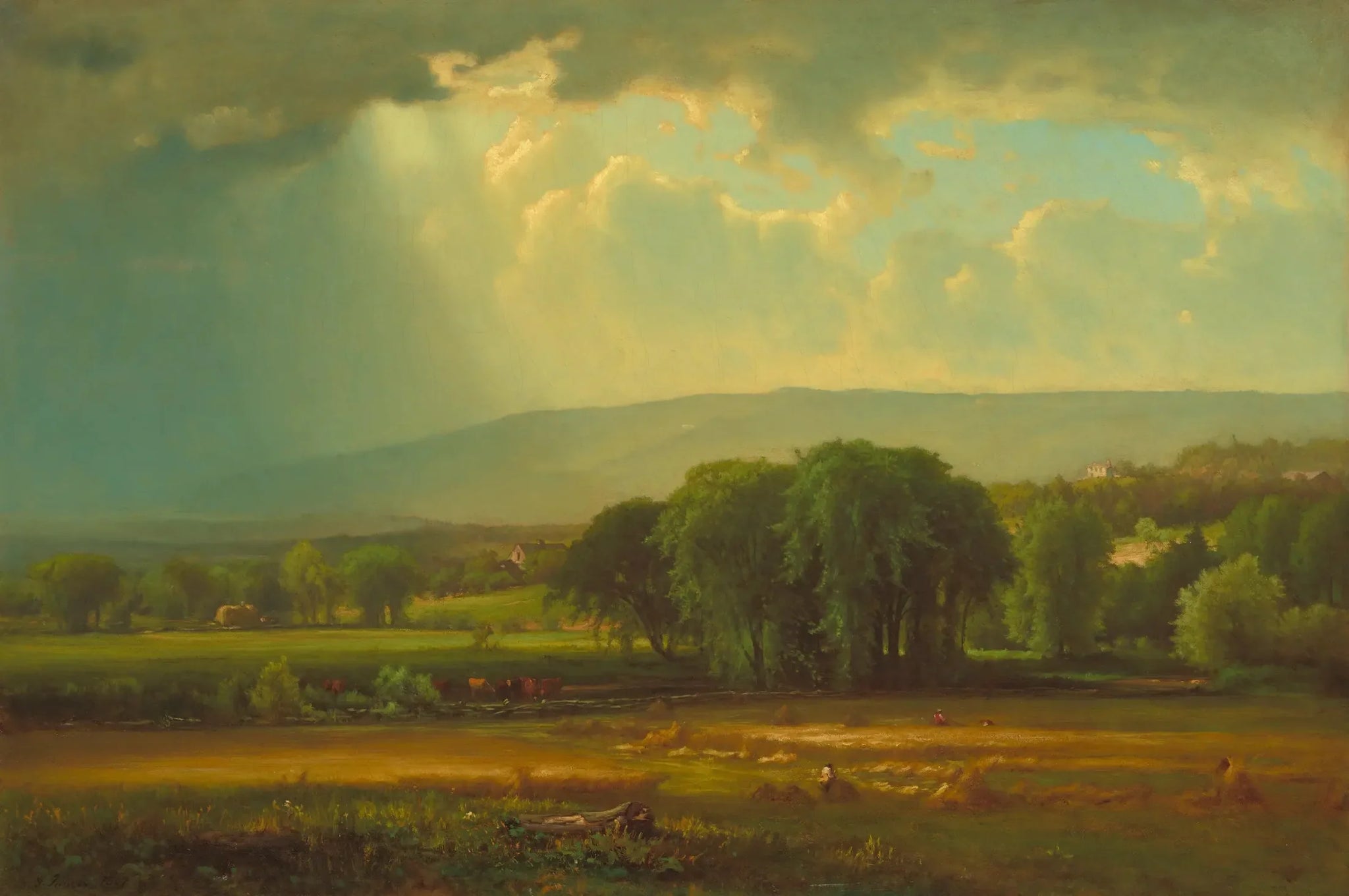 Scène de récolte dans la vallée du Delaware - George Inness image 1 reproduction de peinture à l’huile